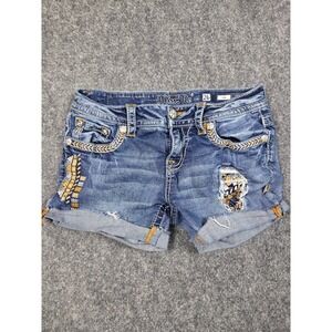 Miss Me Shorts Size 26 Womens Distressed Embroidered Denim Blue M3167P K846